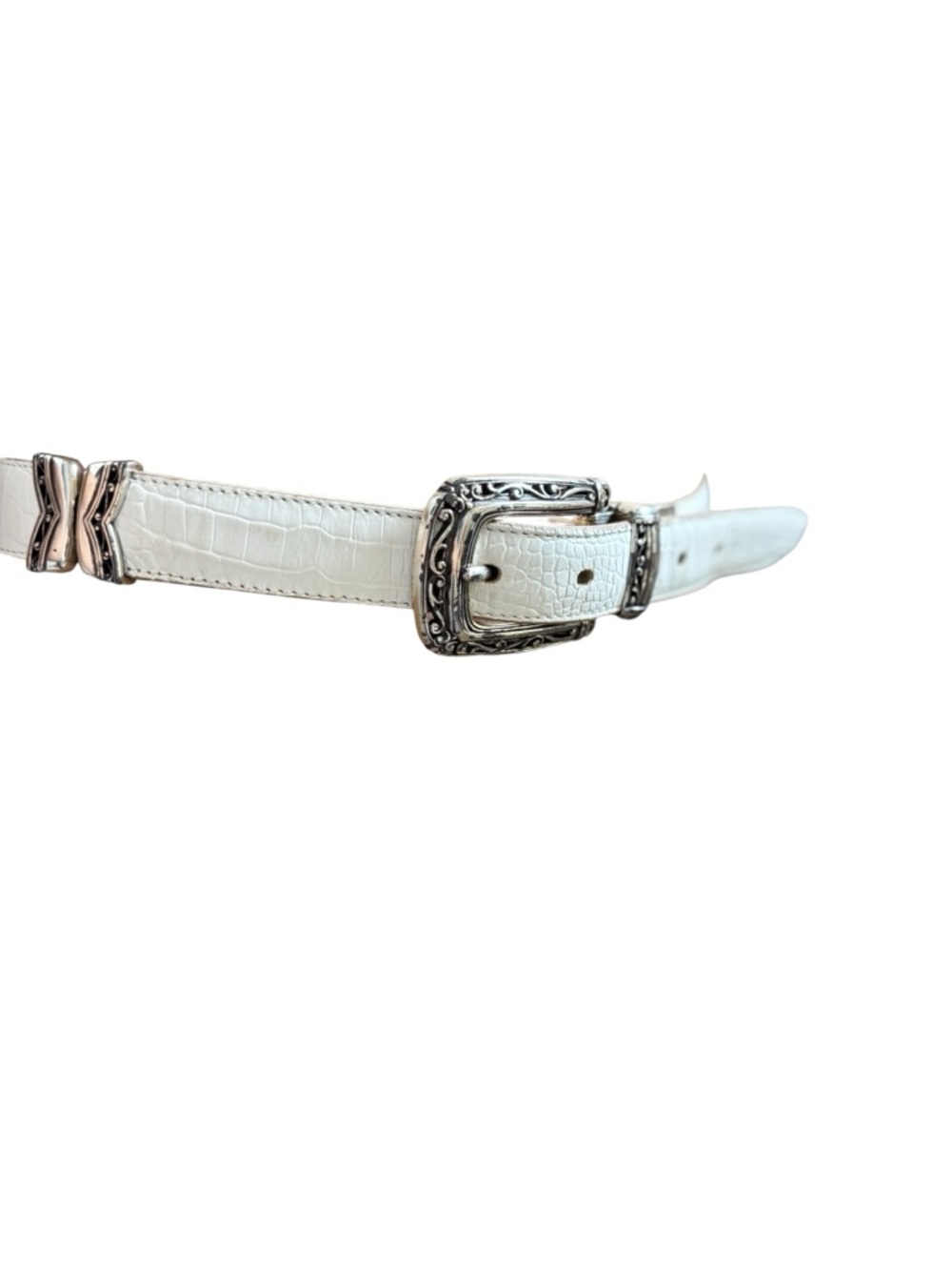 Brighton 2-in-1 Reversible Croc Belt Silver Engraved Buckle Size M